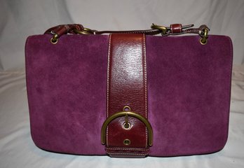 Purple Suede Coach Envelope Handbag With Bag