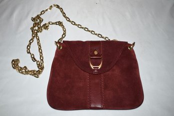 Cole Haan Red Suede Gold Chain Crossbody Bag