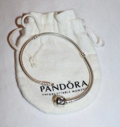 Sterling Silver Pandora Charm Bracelet With Bag