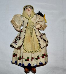 Vintage Native American Doll Hand Made Painted Face