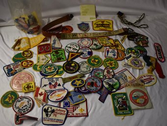 Boy Scout Belt And Patches With Ribbons