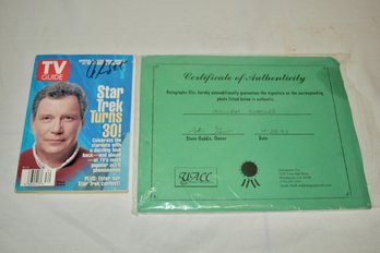 William Shatner Autographed TV Guide With Certificate Of Authenticity