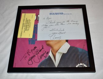 Ronnie Dove Autographed Diamond Records Vinyl Record And Note With Ticket Framed