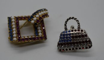 Premier Designs American Flag Purse Pin And Patriotic Pin #565