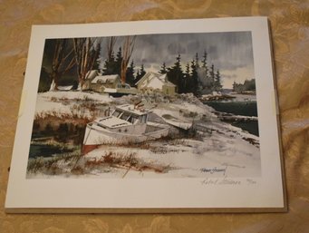 Winter Boat Signed By Artist Robert Steedman 92/100