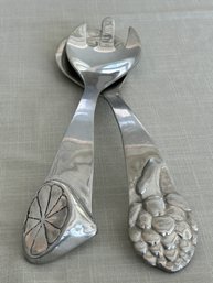Mariposa Brillante Polished Aluminum Salad Serving Set Fork Spoon 13 Inches