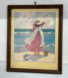 Girl On A Beach Framed Art
