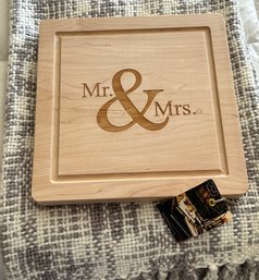 Maple Leaf At Home 'Mr. & Mrs.' Cutting Board Wedding Gift Brand New With Tags