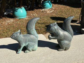 Pair Of Cement Garden Squirrels