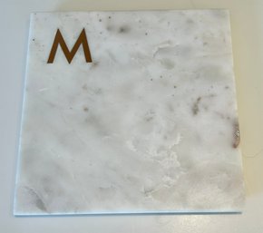 Williams Sonoma 'm' Or 'W' Monogram White Marble Cheese Board