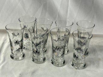 Vintage Libbey Md Century Tall Shot Glasses Set Of 8 (1 With Small Crack)