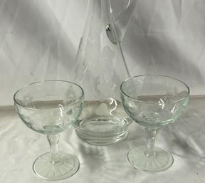 Vintage Decanter With Large Champagne Glasses