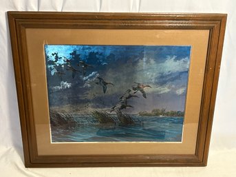 Framed And Matted Over Windswept Waters David Maass Vintage Foil Etch Art Signed