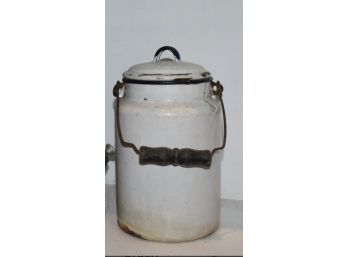Vintage Ceramic Jar With Wood Handle