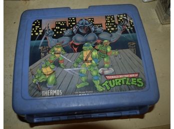 Teenage Mutant Ninja Turtle Lunchbox W/2 Thermos And Action Figure