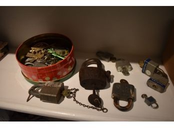 Vintage Railroad Lock With Key And Other Locks And Keys