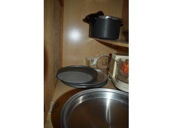 Caphalon Frying Pan  And Contents Of Lower Cabinet