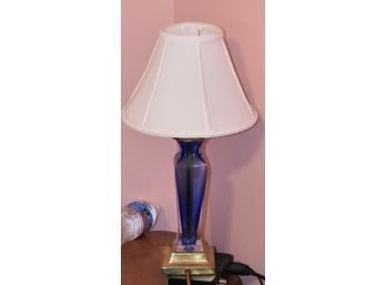 Pair Of Blue Glass Lamps