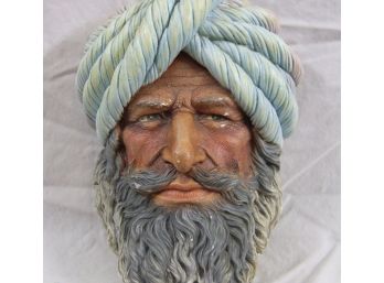 'Man With Blue Turban' Chalkware Head Vintage-  Made In England