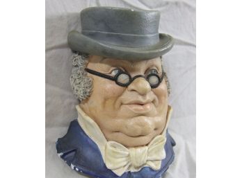 'Mr. Pickwick' W/hat Chalkware Head Vintage -Made In England