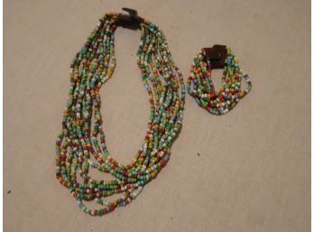 Beaded Necklace And Bracelet From Santa Fe.