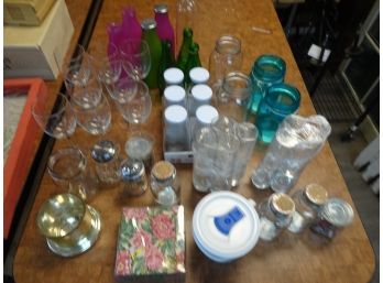Assortment Of Bottle, Jars And Glasses.