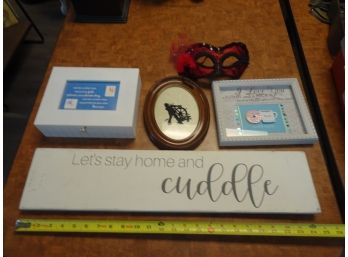 Misc. Decor, Reverse Painted Glass Picture, Cuddle Sign And More