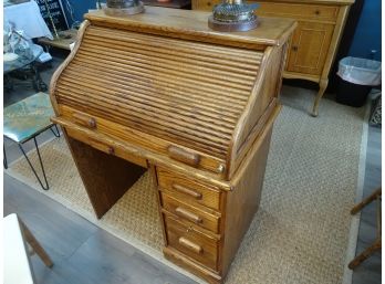 Small Roll Top Desk And Chair. 2 Keys.