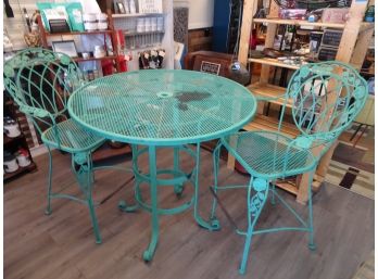 Green Patio Table And 2 Chairs, Heavy Duty.