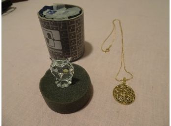 D'olan Necklace With Swarovski Crystals And  Swarovski Silver Crystal Owl