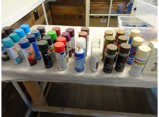 Large Lot Of Spray Paints.