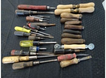 Wood Handles, Wood Working Tools, Screw Drivers, Chisels And Punches.