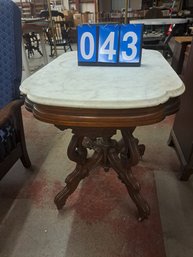Victorian Walnut Parlor Stand With Marble Turtle Top