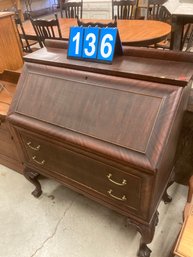 Mahogany Ball And Claw Drop Front Desk