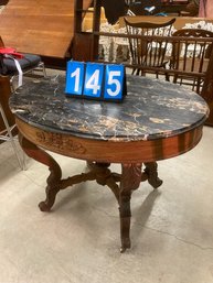 Rosewood Marble Top Parlor Table