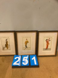 Set Of 3 French Artwork Pieces Signed And Numbered