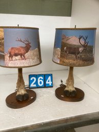 Pair Of Taxidermy Moose Leg Table Lamps