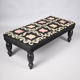 Hooked Rug-Upholstered Bench, 20th Century