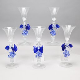 William Gudenrath. Set Of Five Blown Glass Goblets