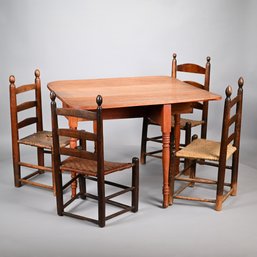 Sheraton Birch Drop-Leaf Table, And Four Chairs