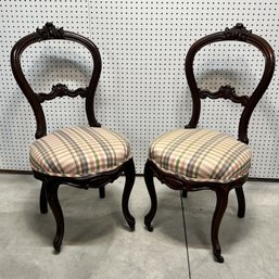 Pair Of Rococo Revival Carved Walnut Side Chairs