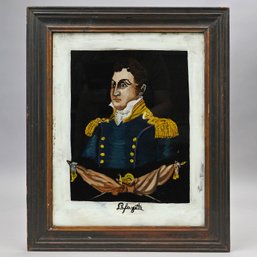 Portrait Of Lafayette, Reverse Painting On Glass