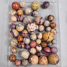 Group Rolled Bird's Eggs Or Painted Clay Marbles