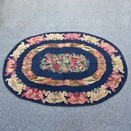 American Oval Hooked Rug, 19th Century