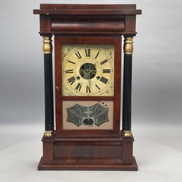 Empire Mahogany And Eglomise Shelf Clock