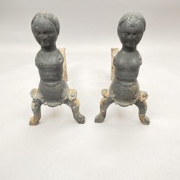 Pair Of Cast-Iron Figural Andirons
