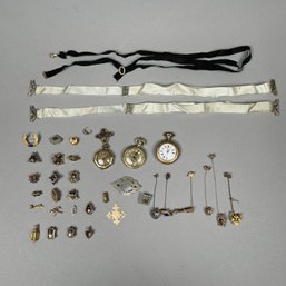 Group Of Pins & Watches, Including 14K Examples