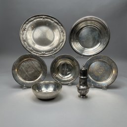 Seven American & English Silver Tablewares