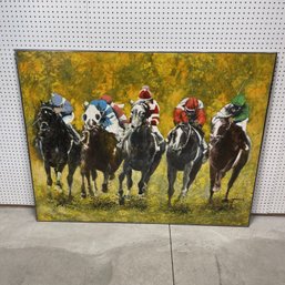 Modern Thoroughbred Horse Racing Painting, 1983