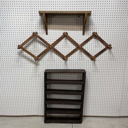 American Stained Pine Shelf, Clock Shelf, Hat Rack